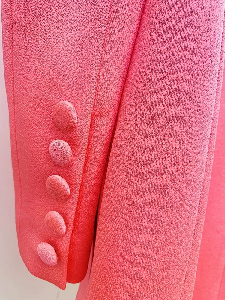 HIGH STREET Newest Fashion 2026 Fluorescent Pink Designer Trousers Women's Wide-leg Long Pants