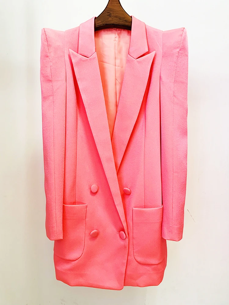HIGH STREET Newest Fashion 2026 Fluorescent Pink Designer Trousers Women's Wide-leg Long Pants