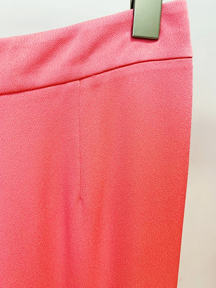 HIGH STREET Newest Fashion 2026 Fluorescent Pink Designer Trousers Women's Wide-leg Long Pants