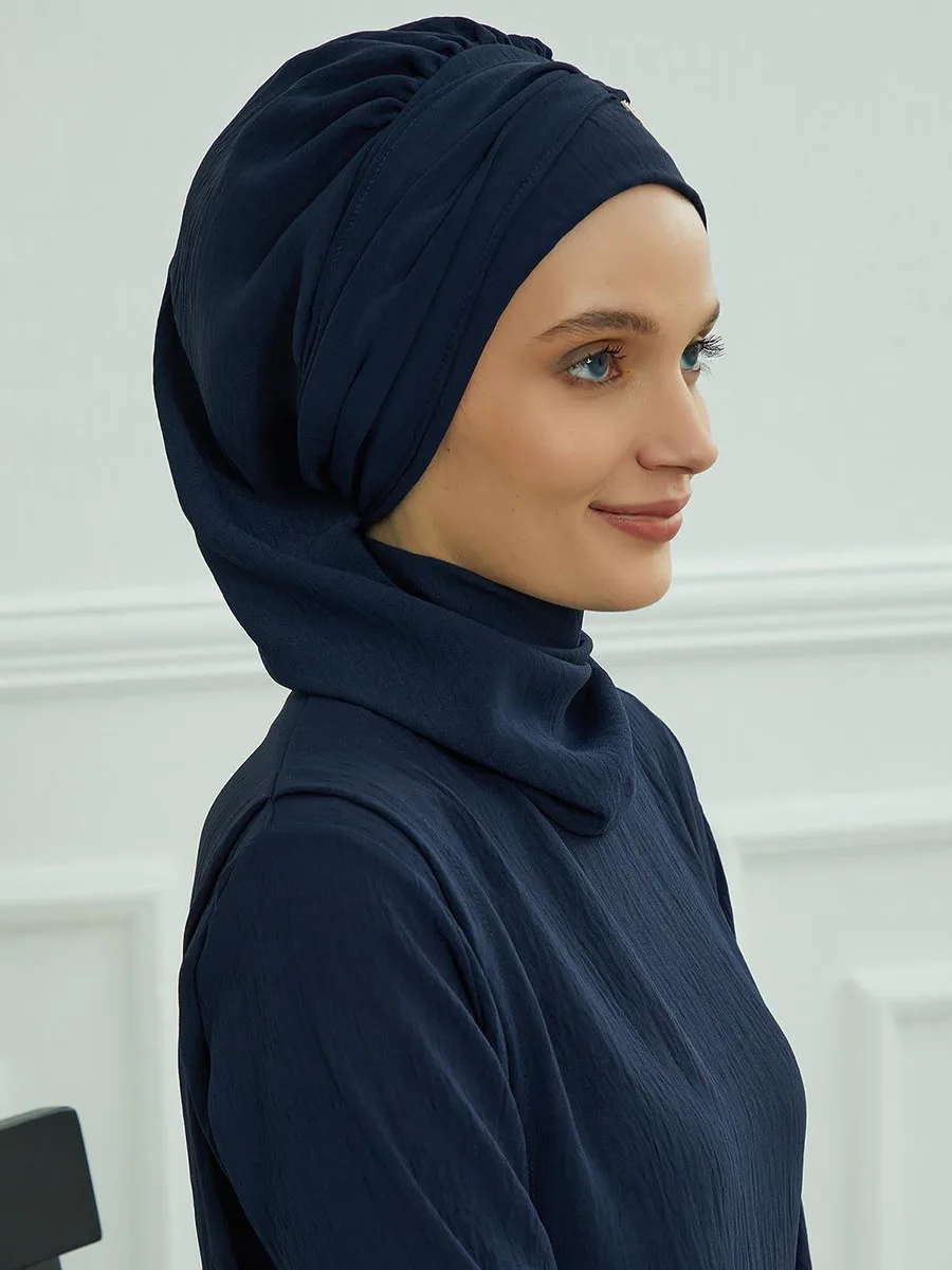 Ramadan Muslim Inner Hijabs For Woman Turban Hijabs With Cap Islamic Muslim Jersey Head Scarf Headwraps Muslim Women Clothing