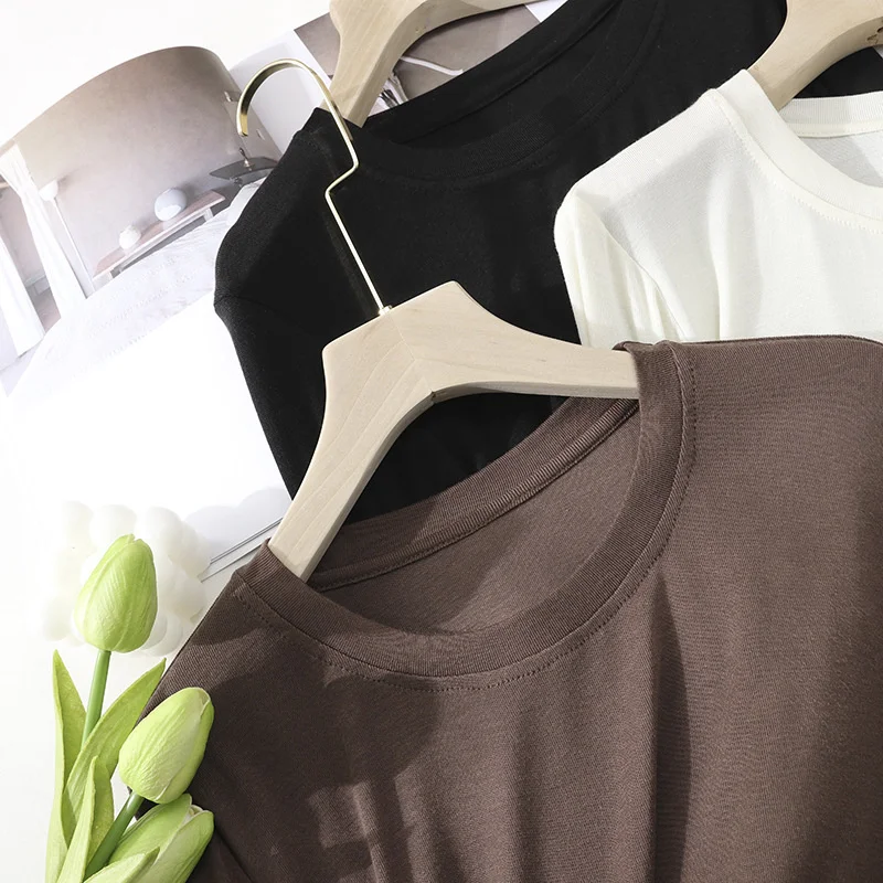 Soft Mulberry Silk Long Sleeve Women T-shirt Autumn Skin Friendly Comfortable Keep Warm Slim Cotton Bottomed Shirt Basic Tops