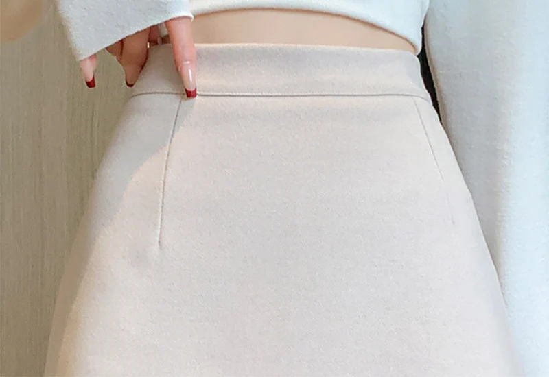 Autumn Winter Anti-Exposure Woolen Mini Skirt Women Korean College Style Short Skirts New Thicken Warm High Waist A-Line Skirt