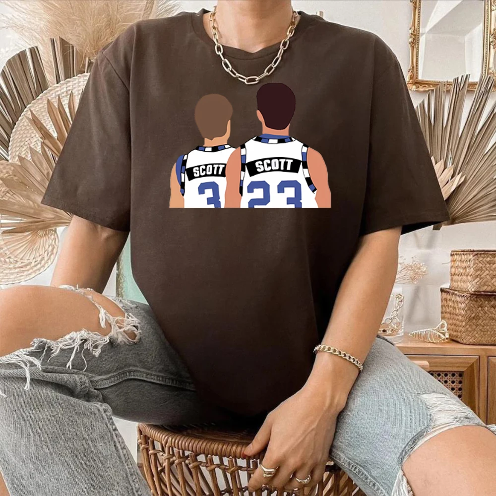 One Tree Hill Scott Brothers T-Shirt Lucas & Nathan Scott Shirt Oth Ravens Shirts Tric North Carolina Tees Tv Show Trendy Tops