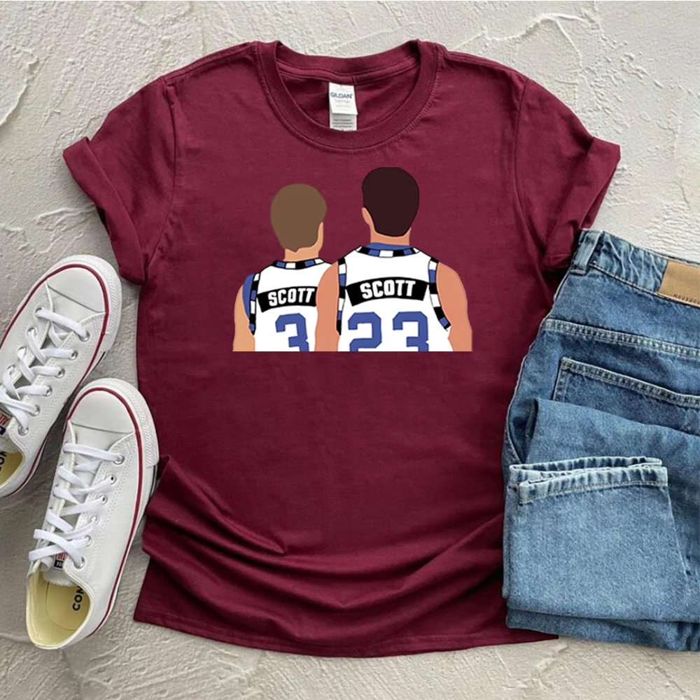 One Tree Hill Scott Brothers T-Shirt Lucas & Nathan Scott Shirt Oth Ravens Shirts Tric North Carolina Tees Tv Show Trendy Tops