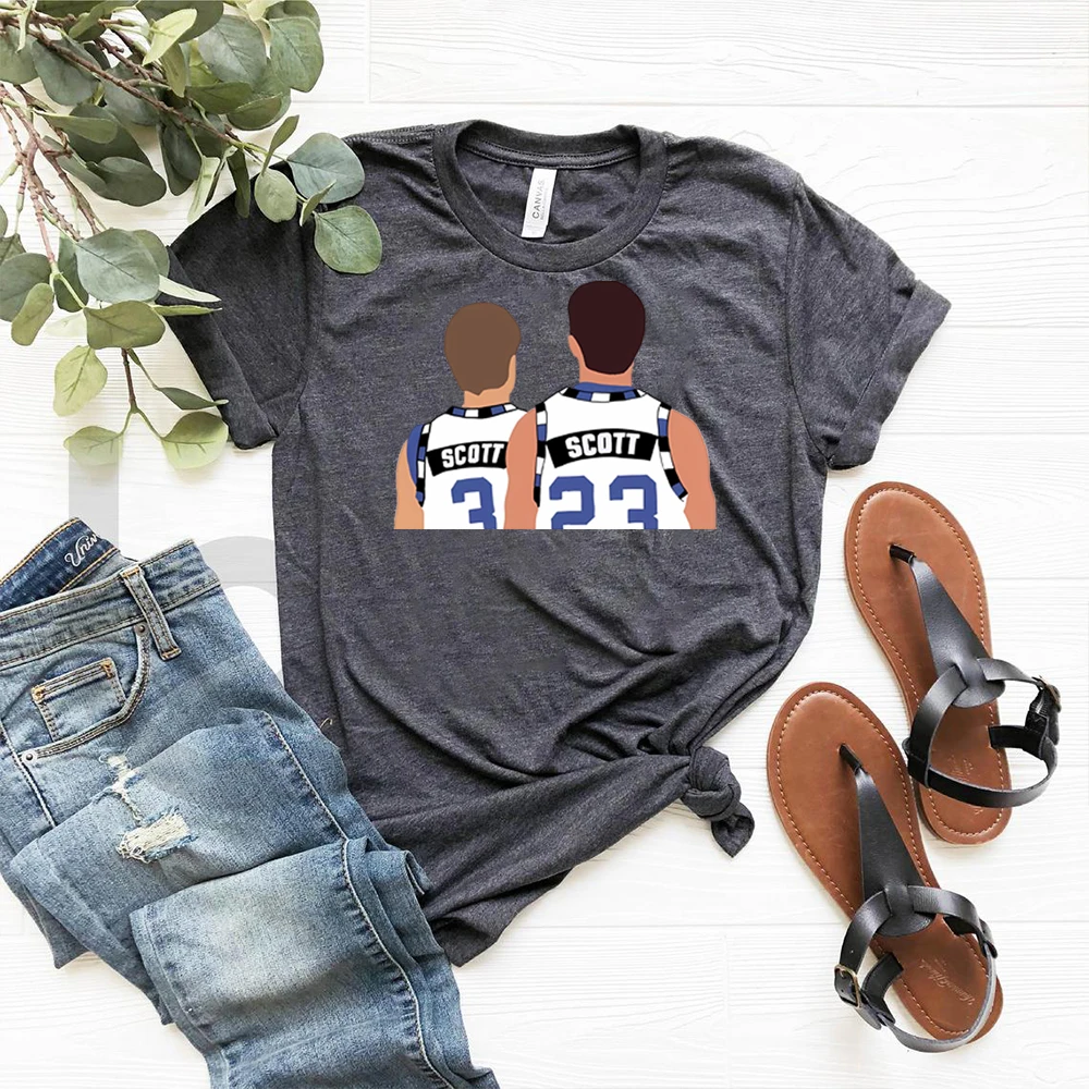 One Tree Hill Scott Brothers T-Shirt Lucas & Nathan Scott Shirt Oth Ravens Shirts Tric North Carolina Tees Tv Show Trendy Tops