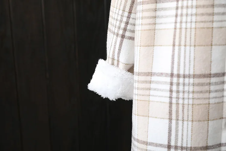 Winter New Women Vintage Oversize Woolen Plaid Shirts Warm Full Sleeve Thick Trun-down Collar Fleece Blouse Casual Outwear T1O90