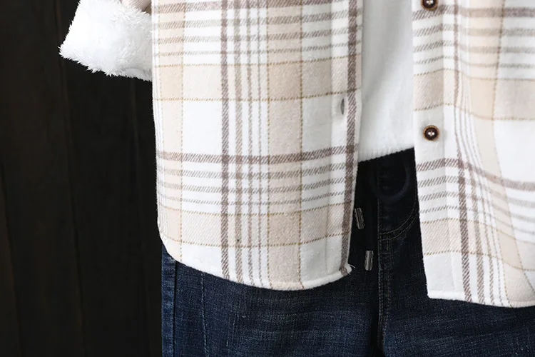 Winter New Women Vintage Oversize Woolen Plaid Shirts Warm Full Sleeve Thick Trun-down Collar Fleece Blouse Casual Outwear T1O90