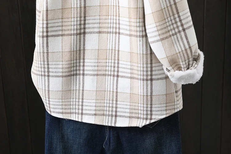 Winter New Women Vintage Oversize Woolen Plaid Shirts Warm Full Sleeve Thick Trun-down Collar Fleece Blouse Casual Outwear T1O90