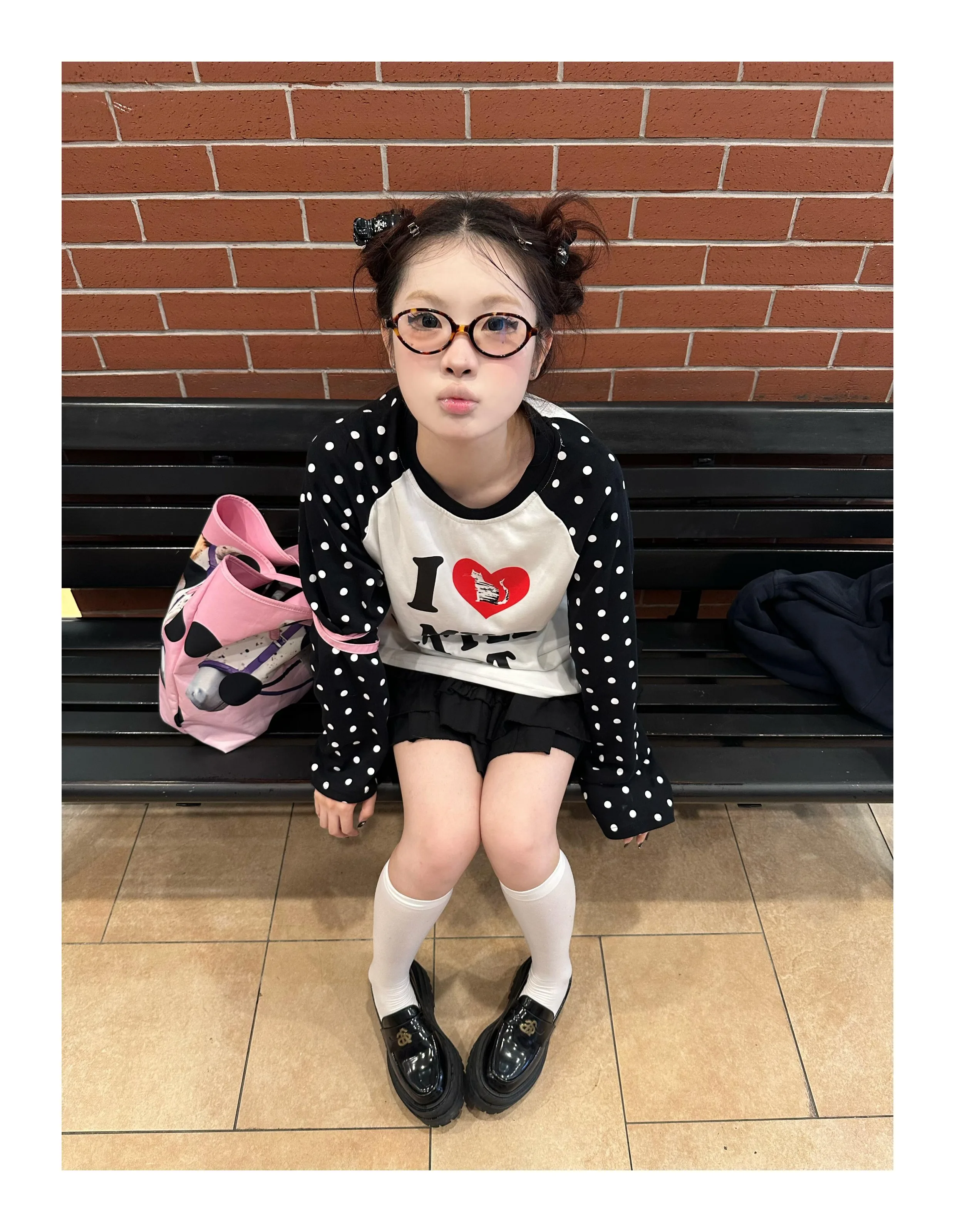 Tonngirls Harajuku Print Graphic Tops Loose Casual T-shirt Women Dot Patchwork Y2k Vintage Grunge Tops American Retro Streetwear