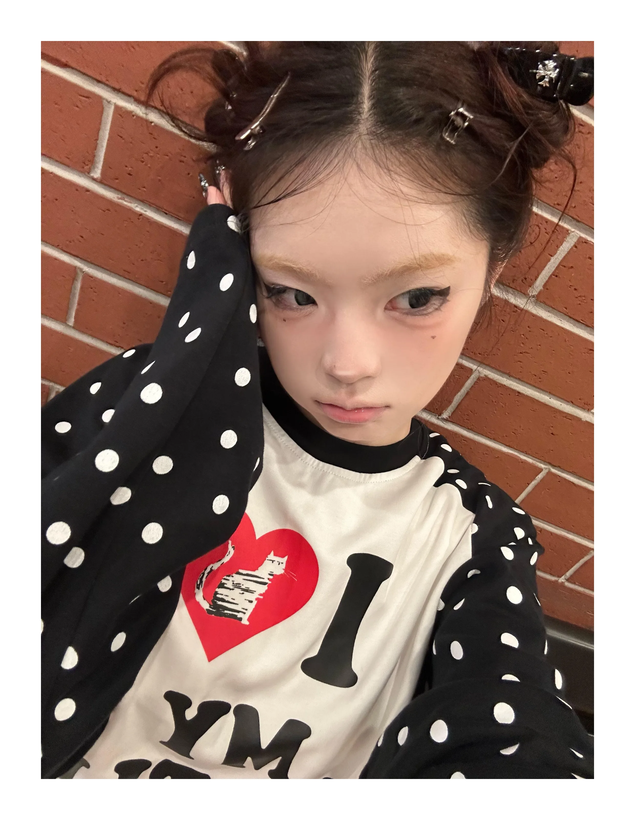 Tonngirls Harajuku Print Graphic Tops Loose Casual T-shirt Women Dot Patchwork Y2k Vintage Grunge Tops American Retro Streetwear