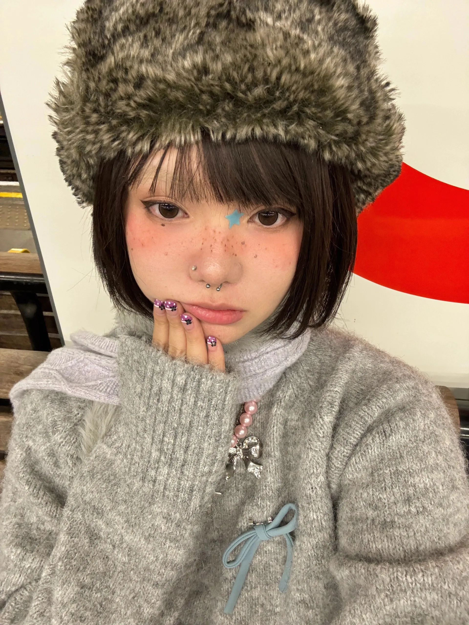 Karrram Japanese Y2k Bow-knot Sweater Korean Style Gray Cropped Pullover Vintage Harajuku Knit Jumper 2000s Aesthetics Knitwears