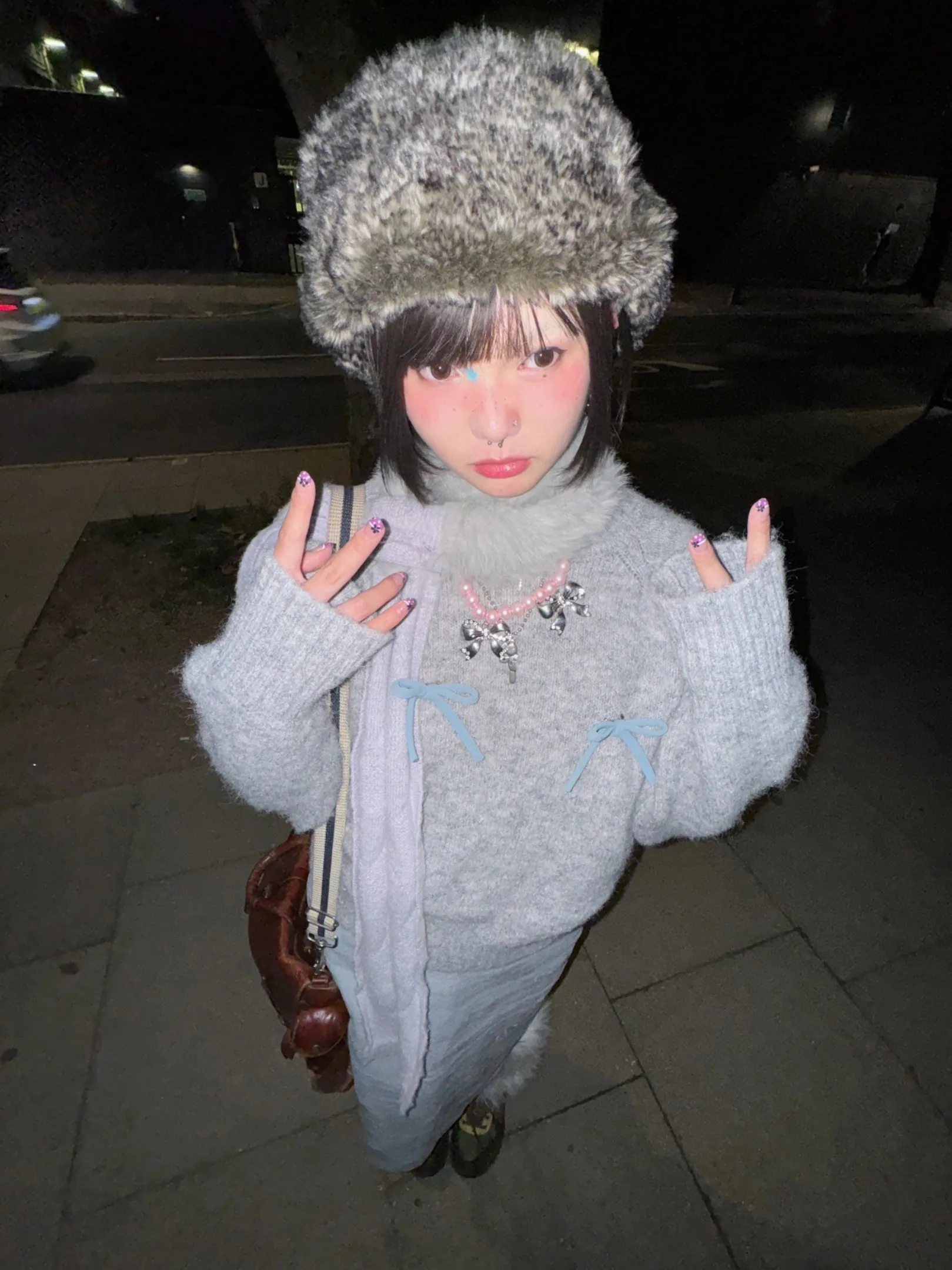 Karrram Japanese Y2k Bow-knot Sweater Korean Style Gray Cropped Pullover Vintage Harajuku Knit Jumper 2000s Aesthetics Knitwears