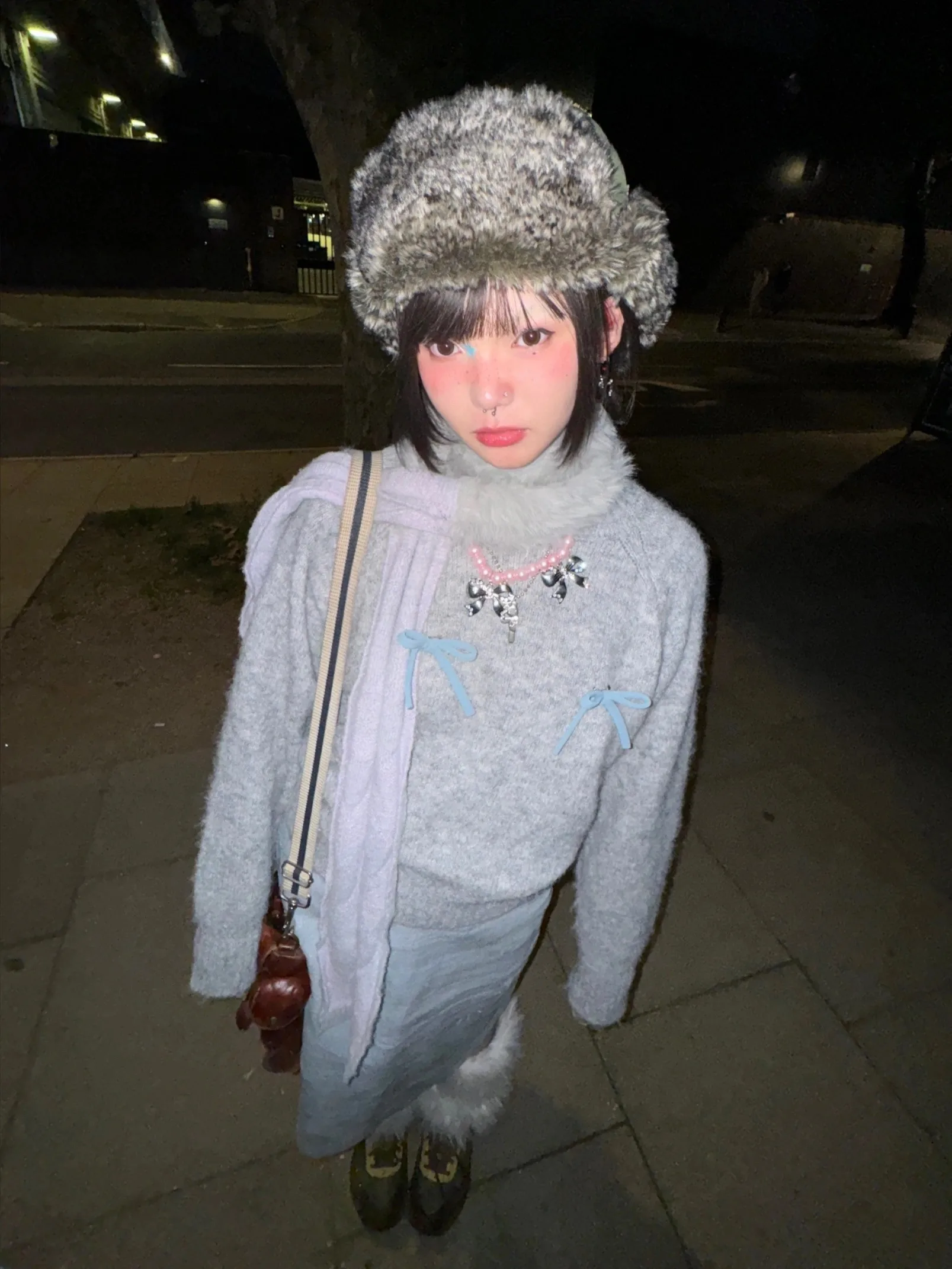 Karrram Japanese Y2k Bow-knot Sweater Korean Style Gray Cropped Pullover Vintage Harajuku Knit Jumper 2000s Aesthetics Knitwears