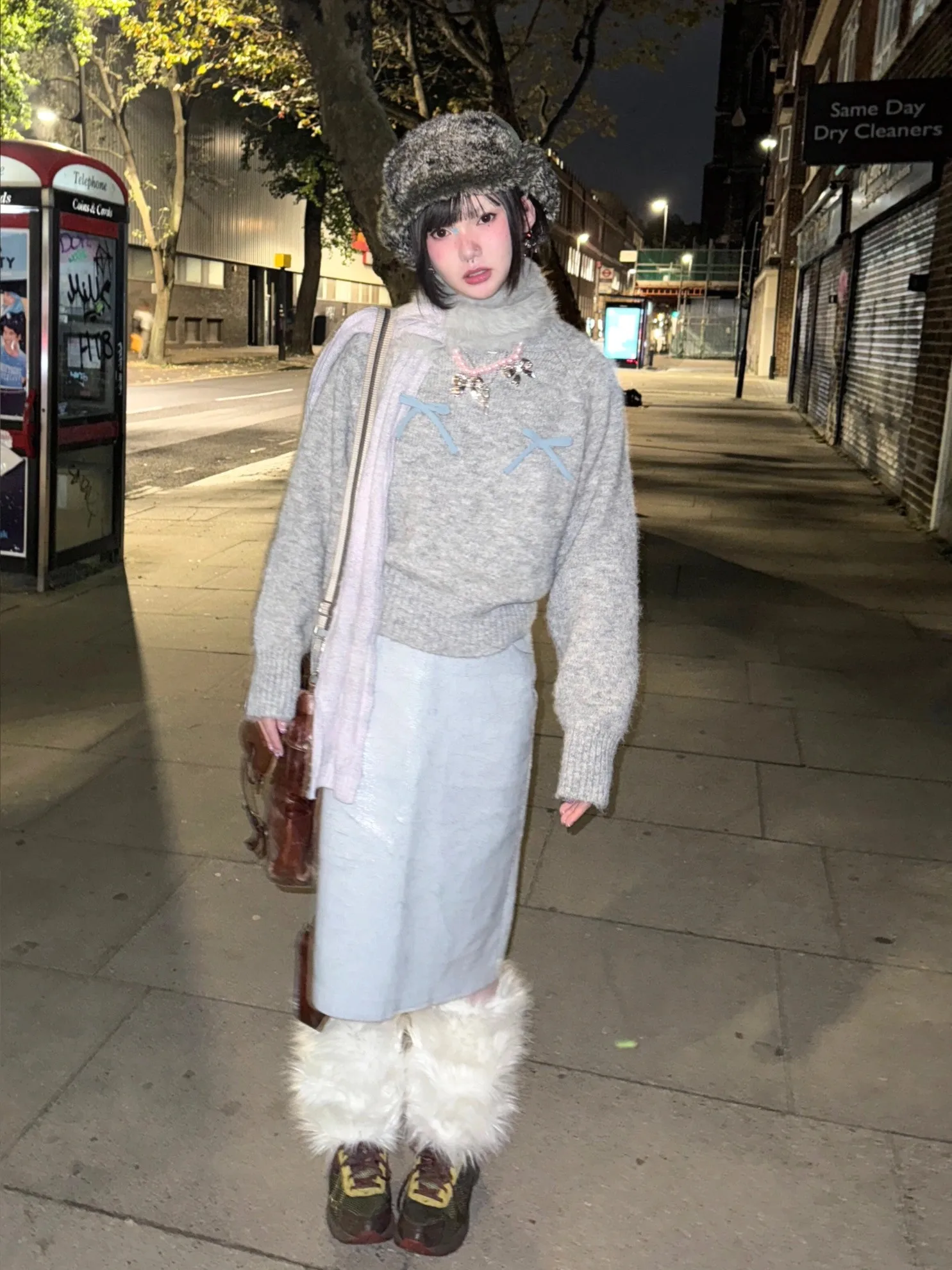 Karrram Japanese Y2k Bow-knot Sweater Korean Style Gray Cropped Pullover Vintage Harajuku Knit Jumper 2000s Aesthetics Knitwears
