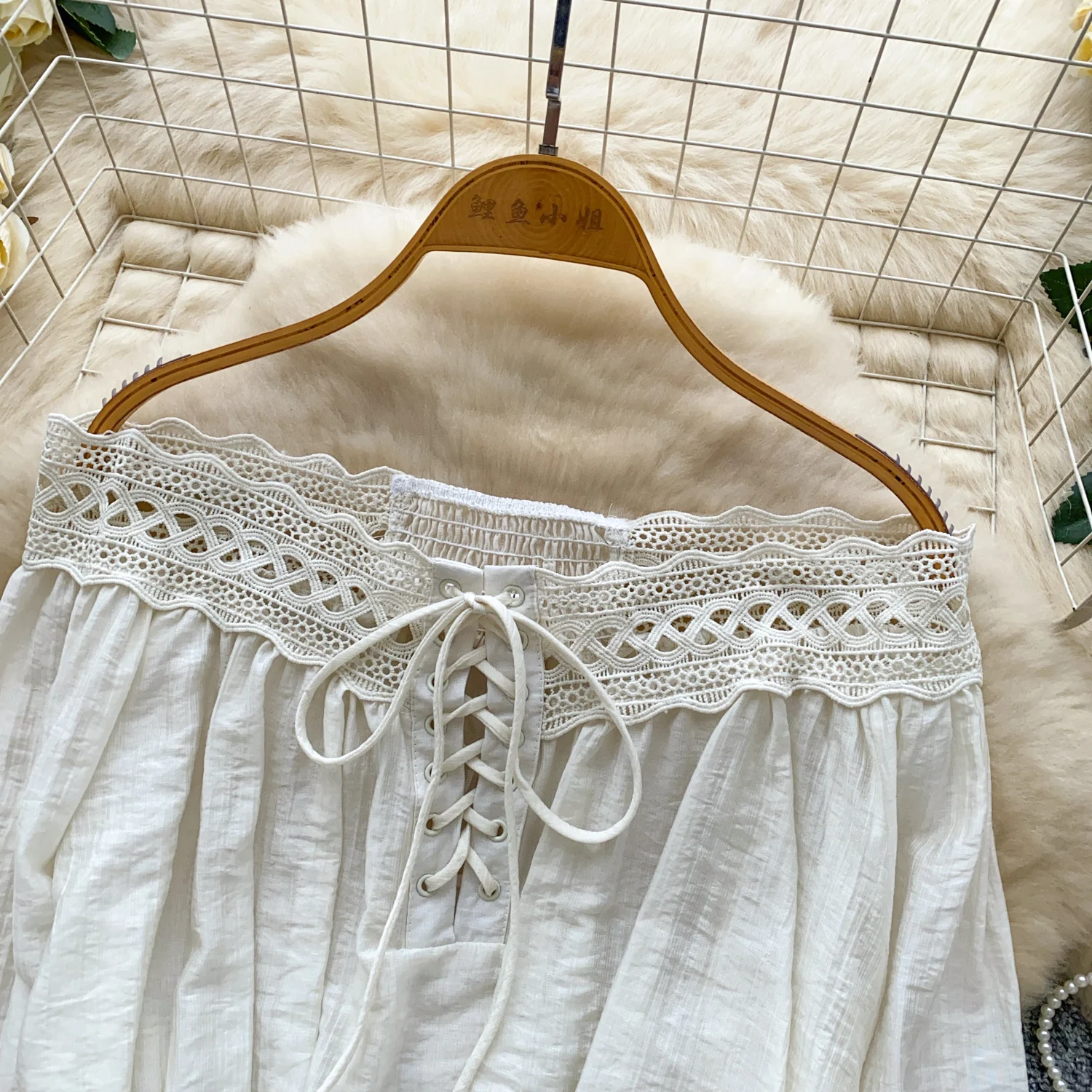 Vintage Blouse lace lace-up long sleeve Elegant Fashion Women hotsweet Shirt women clothing