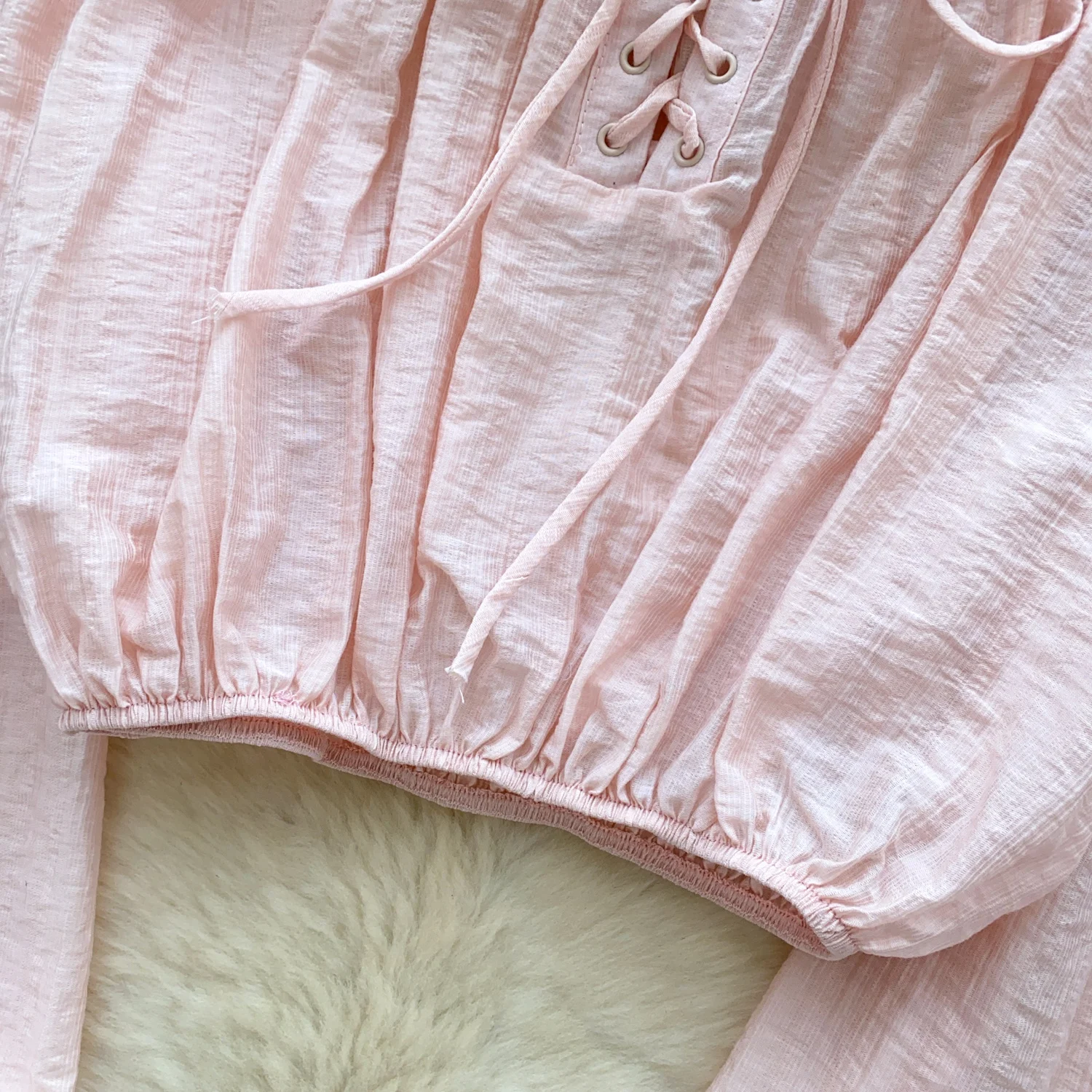 Vintage Blouse lace lace-up long sleeve Elegant Fashion Women hotsweet Shirt women clothing