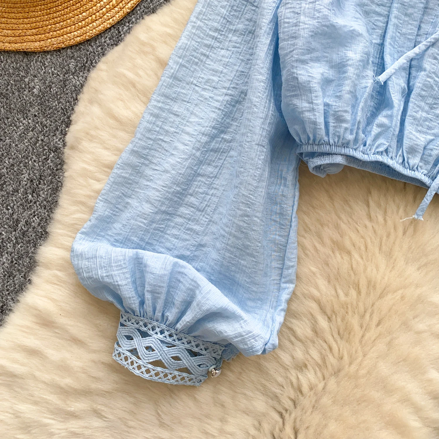 Vintage Blouse lace lace-up long sleeve Elegant Fashion Women hotsweet Shirt women clothing
