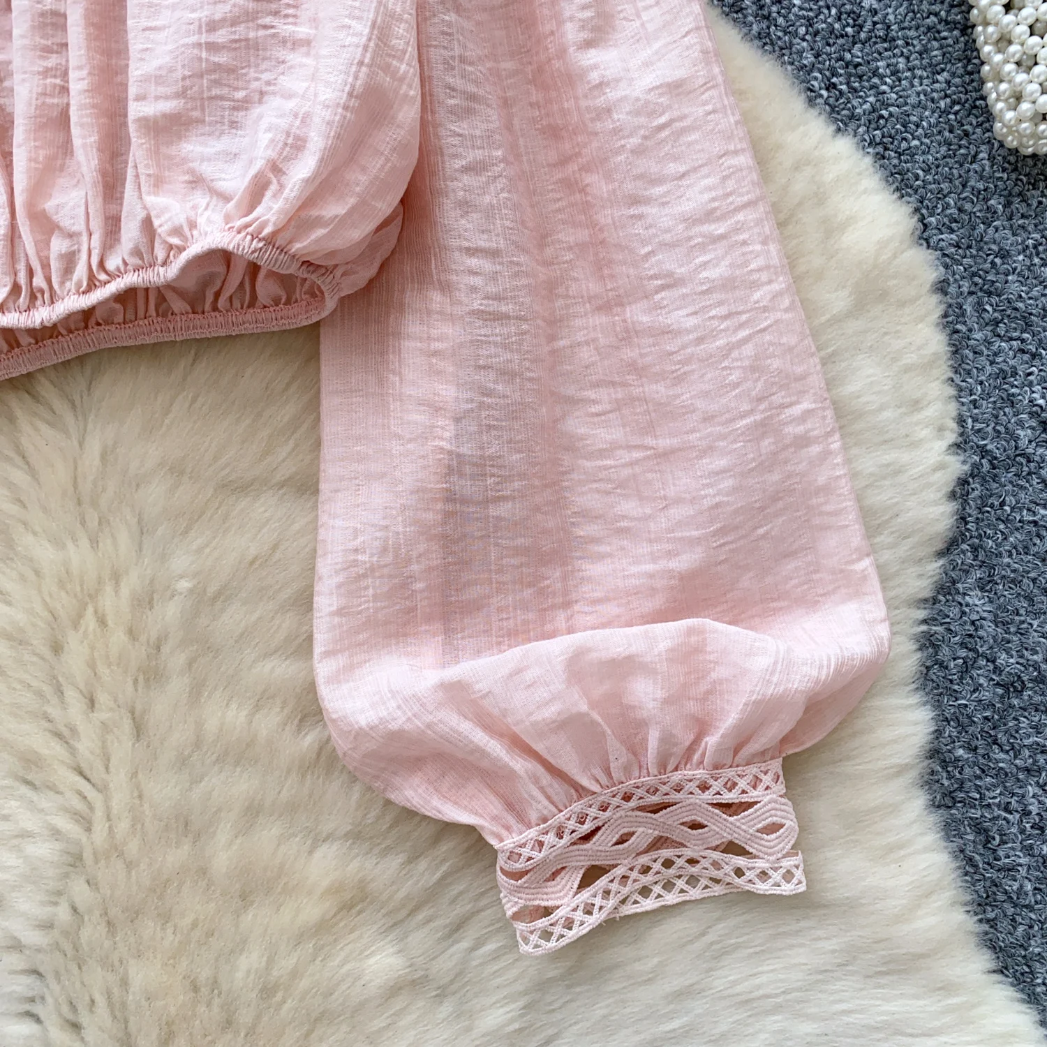 Vintage Blouse lace lace-up long sleeve Elegant Fashion Women hotsweet Shirt women clothing