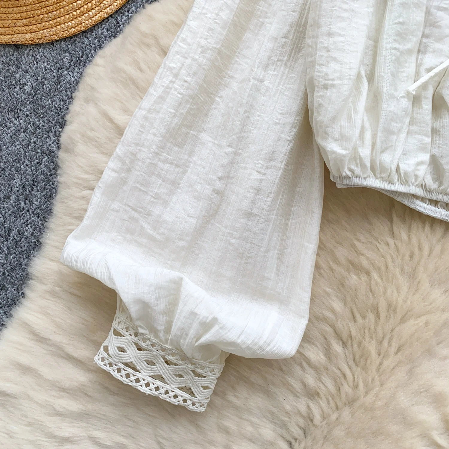 Vintage Blouse lace lace-up long sleeve Elegant Fashion Women hotsweet Shirt women clothing