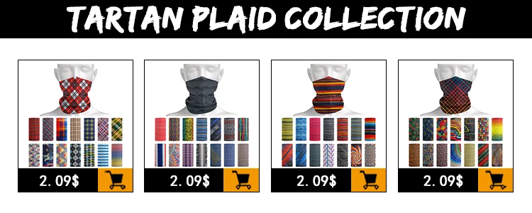 Plaid Pattern Headband Outdoor Camping Fishing Sunscreen Breathable Neck Gaiter Racing Bicycle Race motorcycle Unisex Bandana