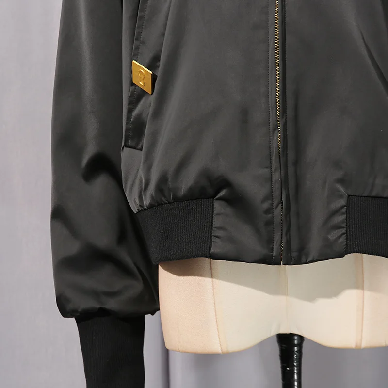 High Street Autumn New Comfortable Casual Style Jacket Women's Stand Up Collar Splicing Design, High-end Short Jacket