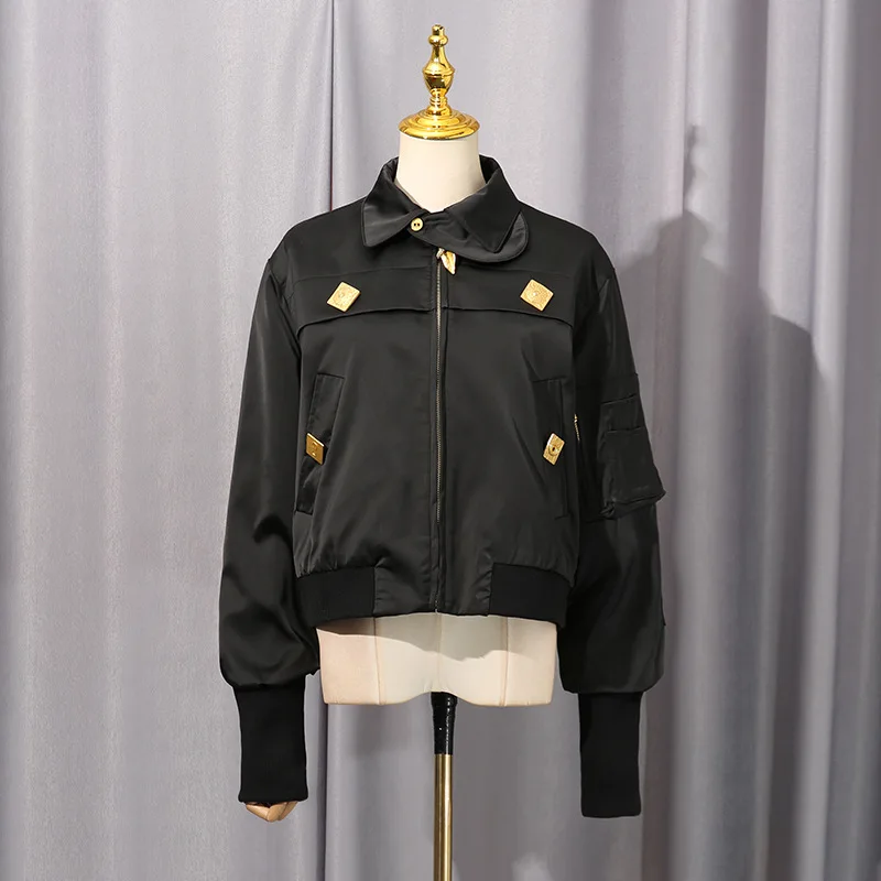 High Street Autumn New Comfortable Casual Style Jacket Women's Stand Up Collar Splicing Design, High-end Short Jacket