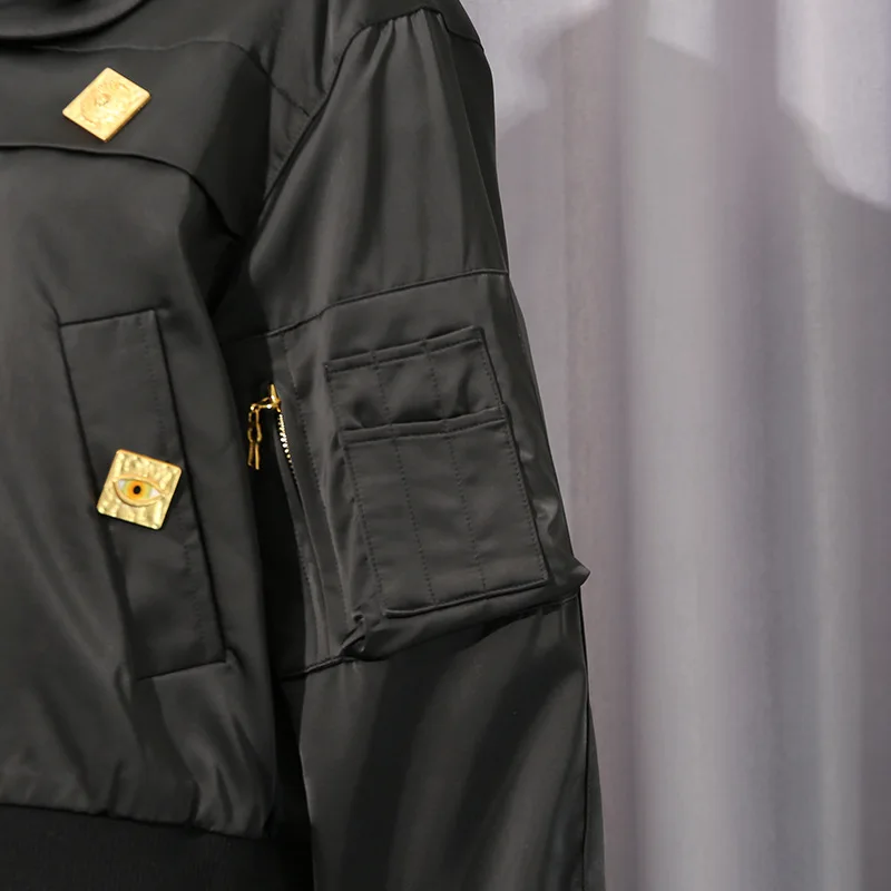 High Street Autumn New Comfortable Casual Style Jacket Women's Stand Up Collar Splicing Design, High-end Short Jacket