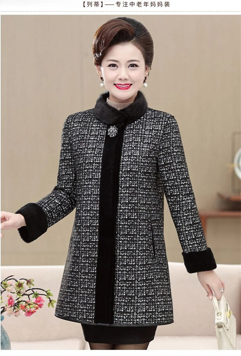 Fur Integrated Mink Fur Coat For Women Mid to Long Length Mink Collar 2026 Winter Thick Fur Coat For Middle-Aged Elderly People2