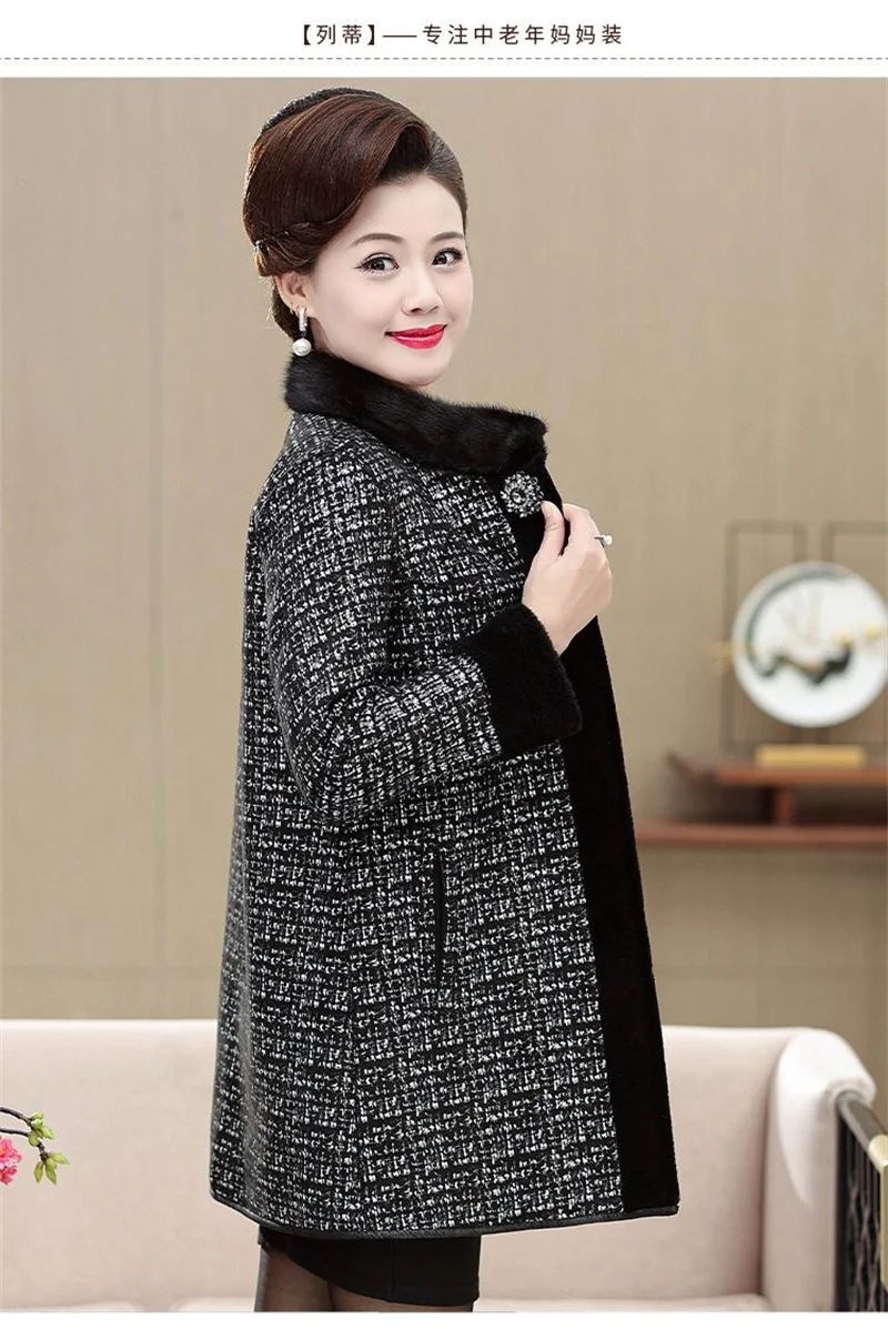 Fur Integrated Mink Fur Coat For Women Mid to Long Length Mink Collar 2026 Winter Thick Fur Coat For Middle-Aged Elderly People2