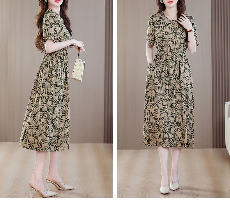 Sundress 2025 Women Dress Summer Bohemian Casual Vintage Short Sleeve Floral Print thin Vestido Female Robe