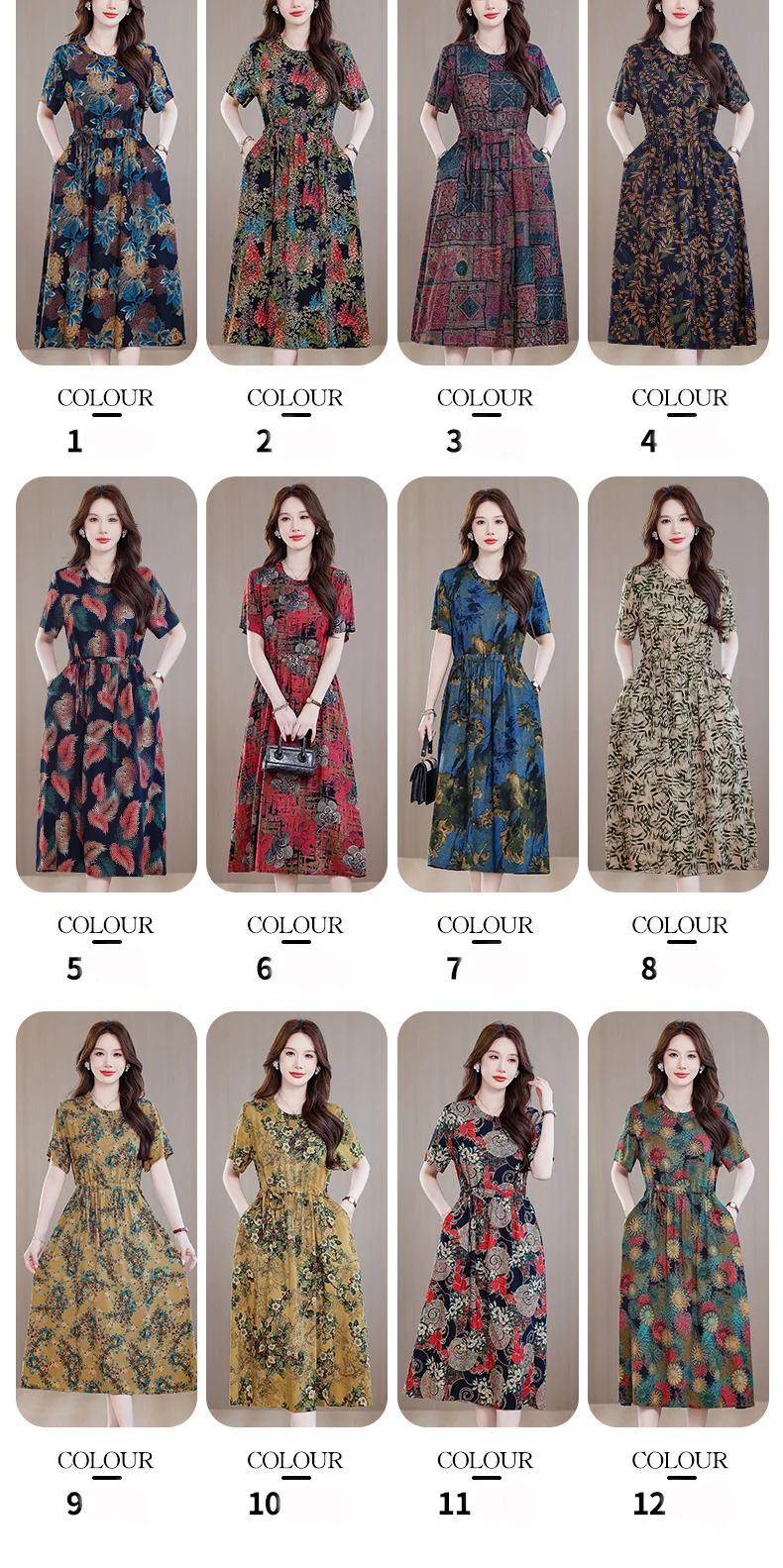 Sundress 2025 Women Dress Summer Bohemian Casual Vintage Short Sleeve Floral Print thin Vestido Female Robe