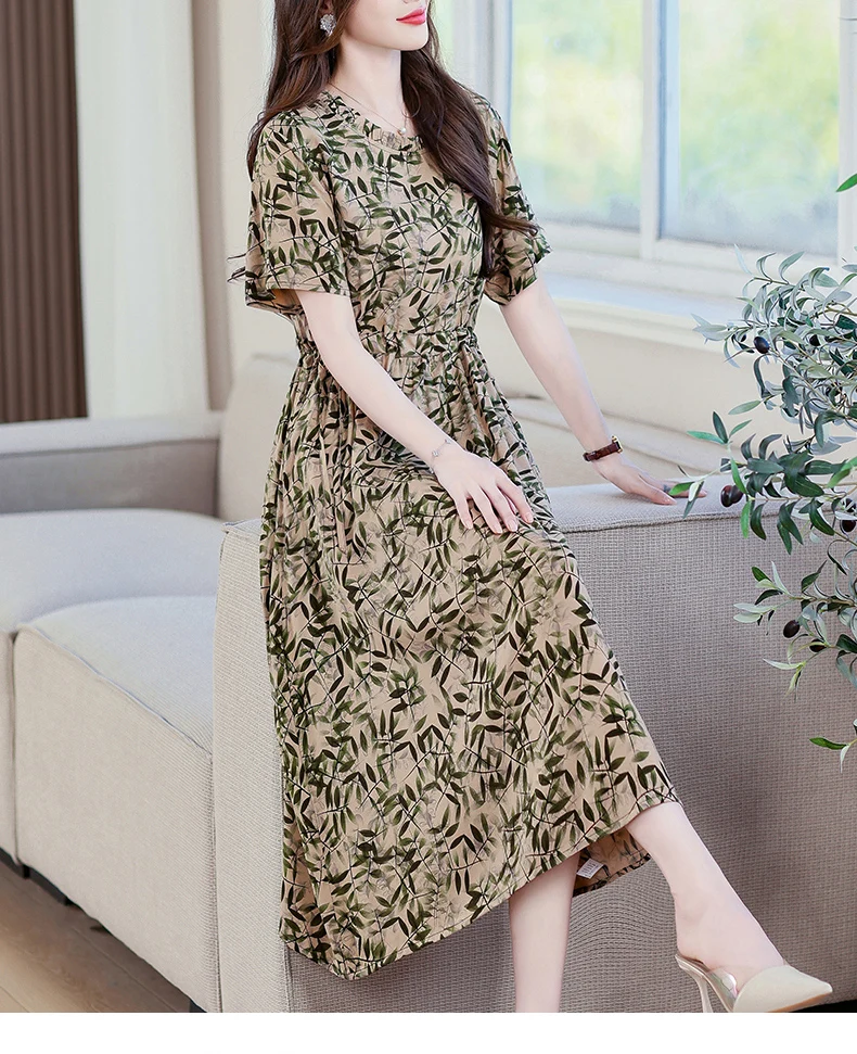 Sundress 2025 Women Dress Summer Bohemian Casual Vintage Short Sleeve Floral Print thin Vestido Female Robe