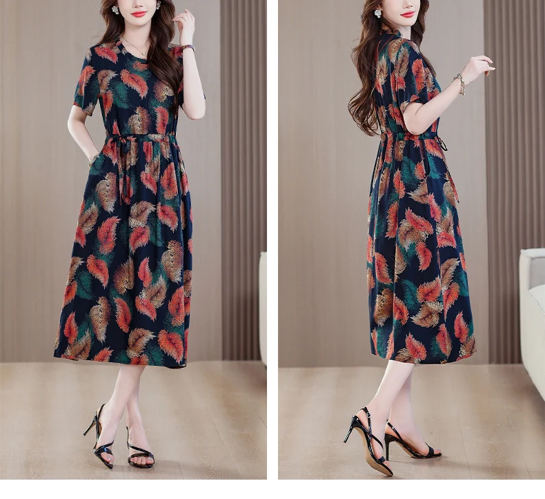 Sundress 2025 Women Dress Summer Bohemian Casual Vintage Short Sleeve Floral Print thin Vestido Female Robe