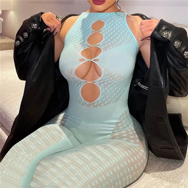 Fashion Sports Fitness Casual Activity Streetwear Transparent Women Rompers Short Sleeve Solid Skinny Bodycon Jumpsuits Overalls