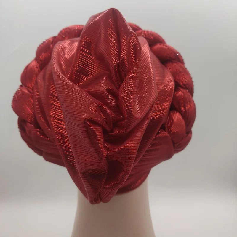 2023 NEW Rhinestone Turban Africain Auto Gele Femme Glitter Elastic Muslim Hijab Bonnet Women Head Wraps Braids Turbante Mujer