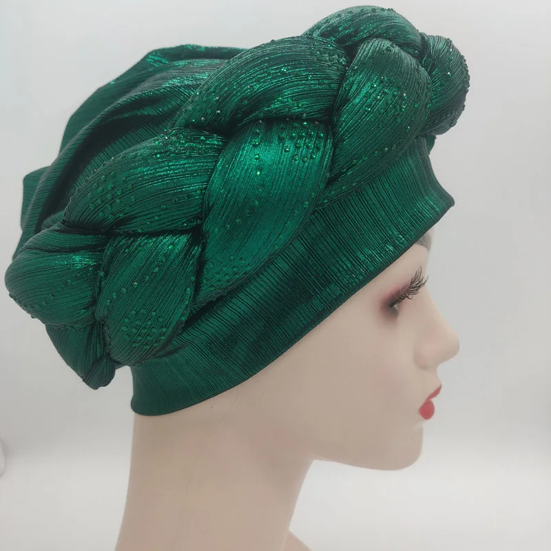 2023 NEW Rhinestone Turban Africain Auto Gele Femme Glitter Elastic Muslim Hijab Bonnet Women Head Wraps Braids Turbante Mujer