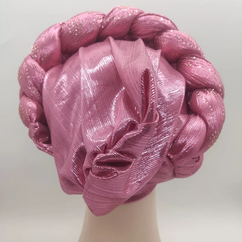 2023 NEW Rhinestone Turban Africain Auto Gele Femme Glitter Elastic Muslim Hijab Bonnet Women Head Wraps Braids Turbante Mujer