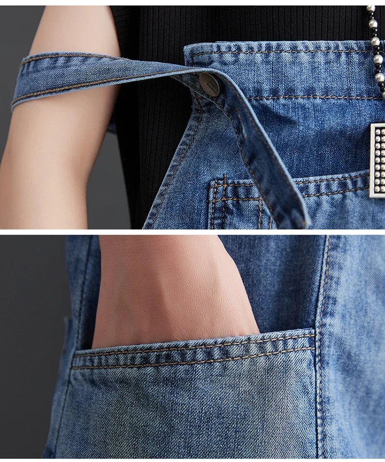 Spring Summer Jean Short Jumpsuits Women Casual Streetwear Loose Wide Leg Shorts Denim Overalls Straps Rompers Cargo Baggy Pants