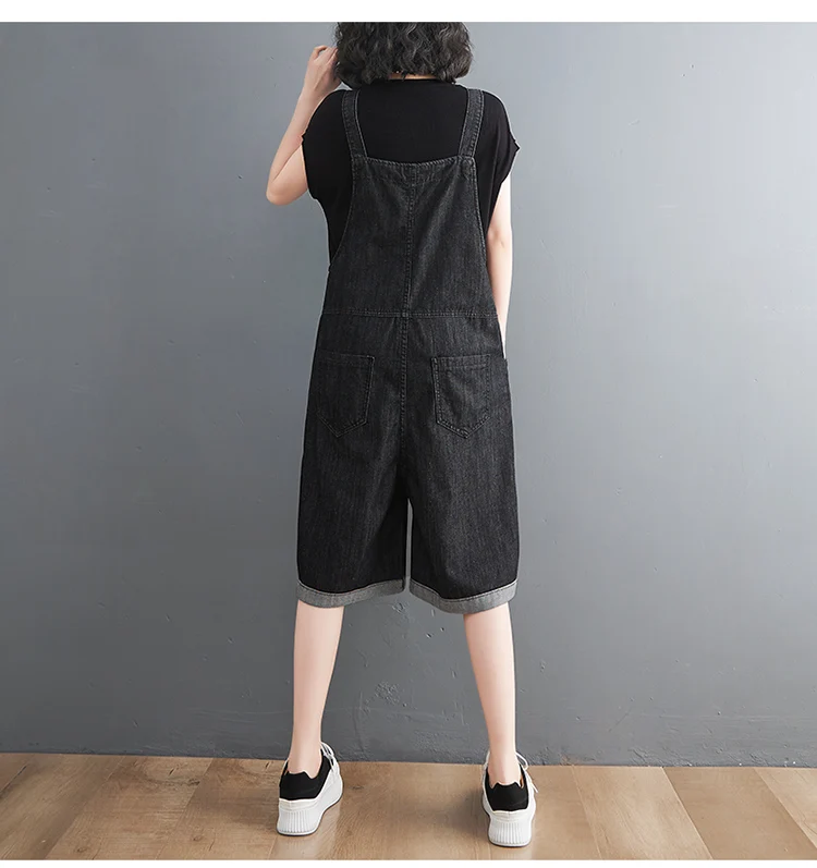 Spring Summer Jean Short Jumpsuits Women Casual Streetwear Loose Wide Leg Shorts Denim Overalls Straps Rompers Cargo Baggy Pants