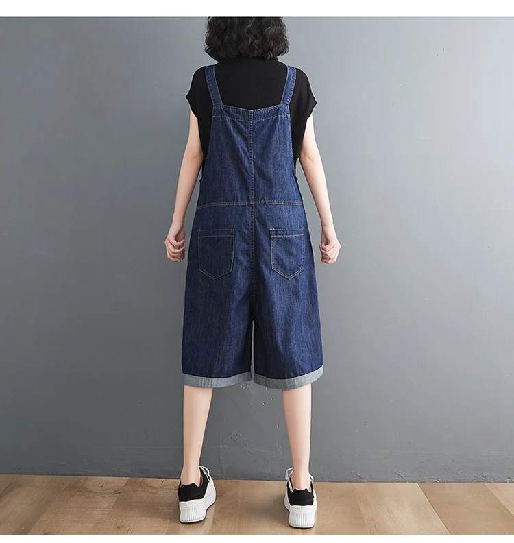 Spring Summer Jean Short Jumpsuits Women Casual Streetwear Loose Wide Leg Shorts Denim Overalls Straps Rompers Cargo Baggy Pants