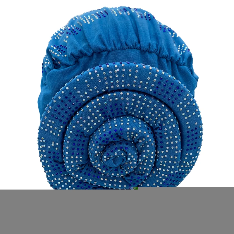 2022 New Women Full Diamonds Donut Turban Cap Elastic Muslim Hijab Bonnet Hat Ladies Headband Turbans African India Caps
