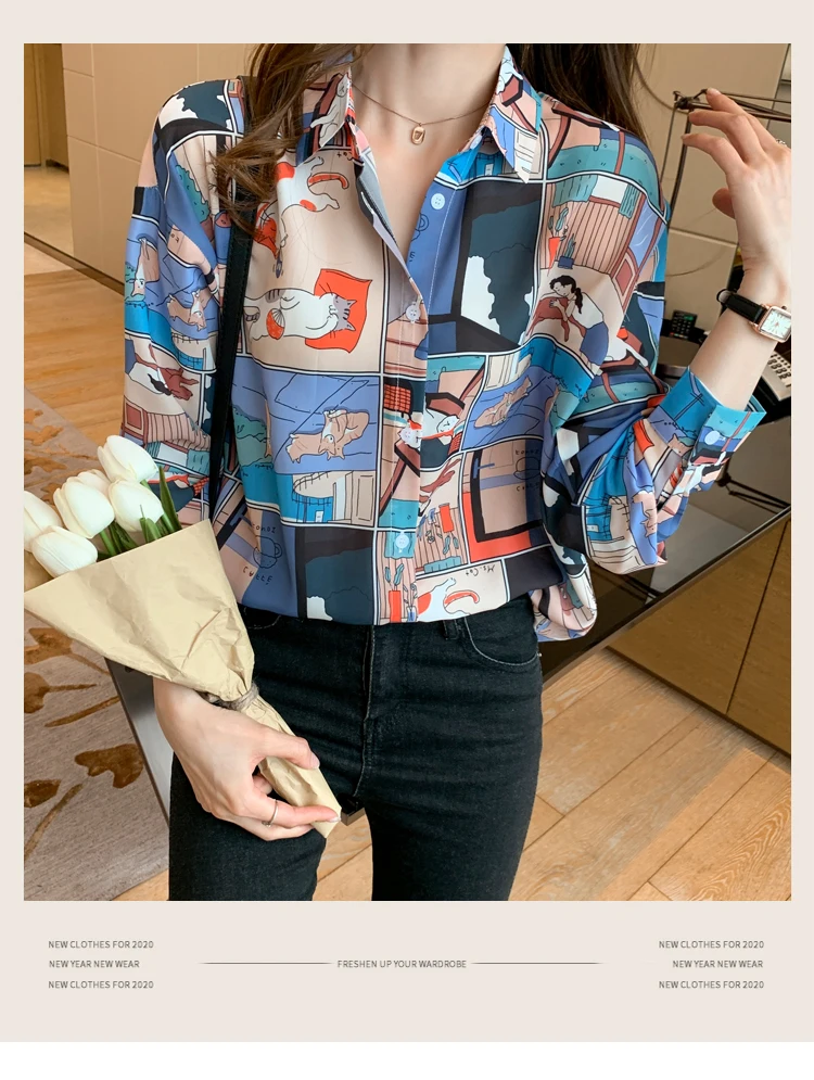 causal loose ladies shirts Fashion printing Women's Blouses Shirts Tops Blusas Mujer