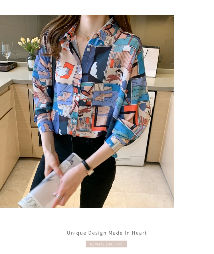 causal loose ladies shirts Fashion printing Women's Blouses Shirts Tops Blusas Mujer