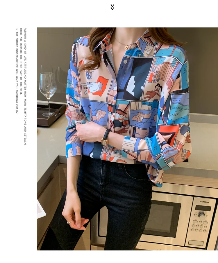 causal loose ladies shirts Fashion printing Women's Blouses Shirts Tops Blusas Mujer