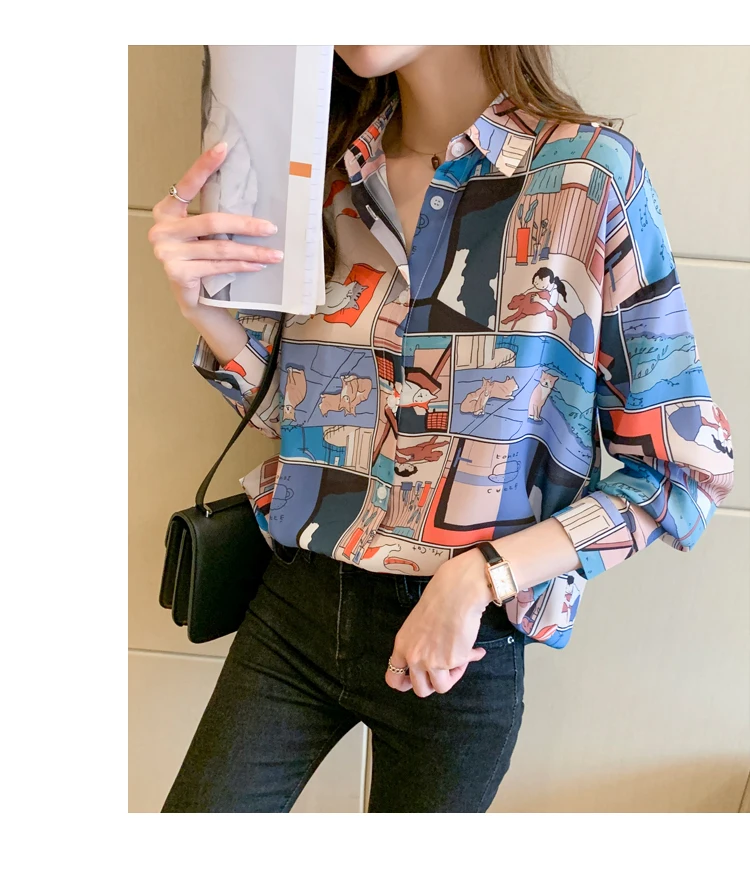 causal loose ladies shirts Fashion printing Women's Blouses Shirts Tops Blusas Mujer