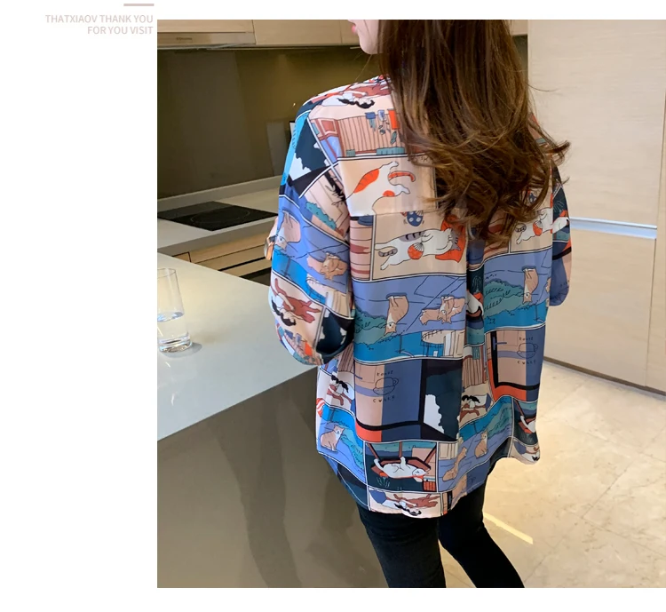 causal loose ladies shirts Fashion printing Women's Blouses Shirts Tops Blusas Mujer
