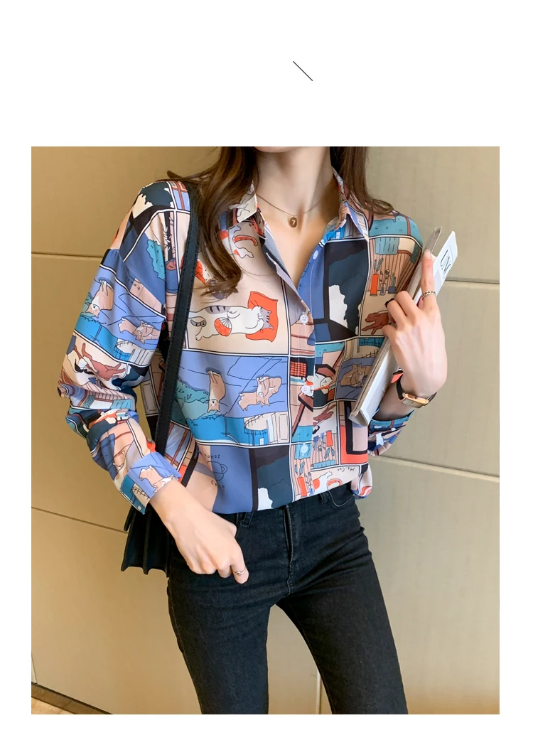 causal loose ladies shirts Fashion printing Women's Blouses Shirts Tops Blusas Mujer