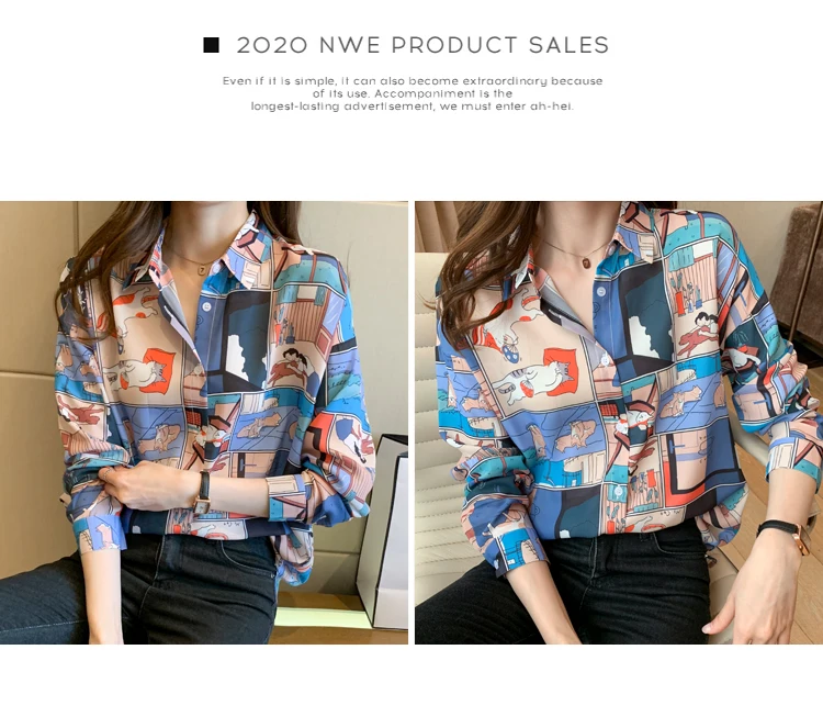 causal loose ladies shirts Fashion printing Women's Blouses Shirts Tops Blusas Mujer