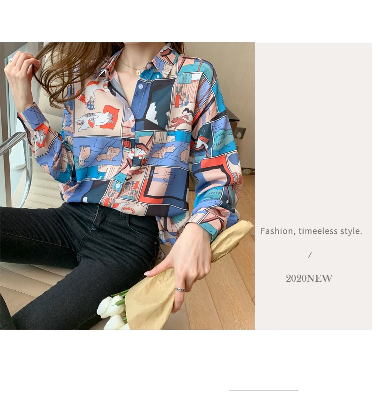 causal loose ladies shirts Fashion printing Women's Blouses Shirts Tops Blusas Mujer
