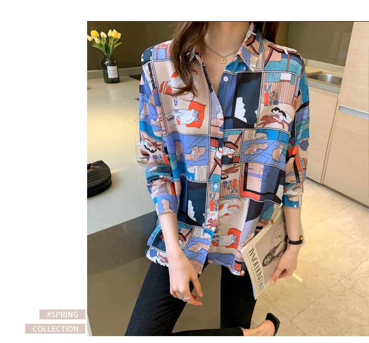 causal loose ladies shirts Fashion printing Women's Blouses Shirts Tops Blusas Mujer